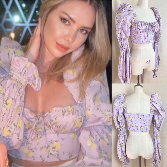 House of CB Tops - 💔SOLD $119 House of CB Millicent Lilac Cropped Top